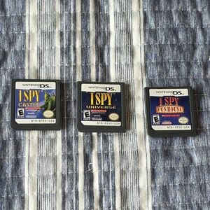 Nintendo DS I SPY Castle, Universe & Fun House Cartridges - Blue, Yellow, Red